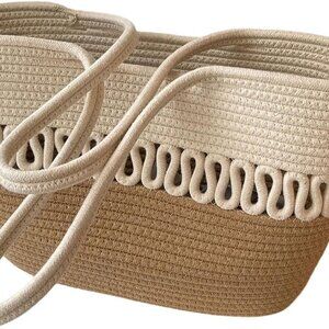 Women's Straw Tote Bag Polyester Large Capacity Beach Handbag Summer Casual